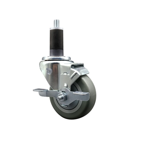 Service Caster 3.5'' SS Gray Poly Swivel 1-1/4'' Expanding Stem Caster with Brake SCC-SSEX20S3514-PPUB-TLB-114 - main